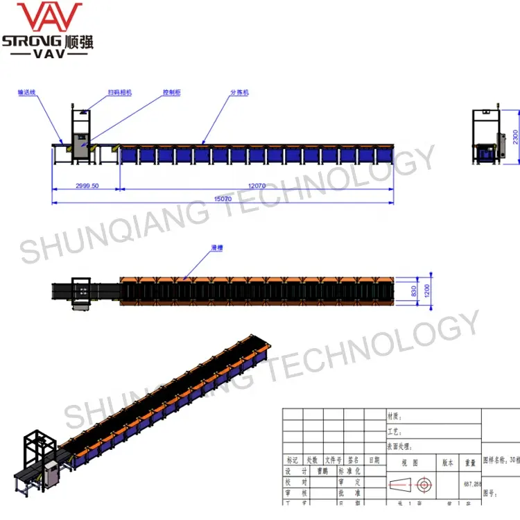 Chất lượng cao được sắp xếp bưu kiện Hệ Thống Thông tư qua vành đai SORTER phân loại Máy bưu kiện