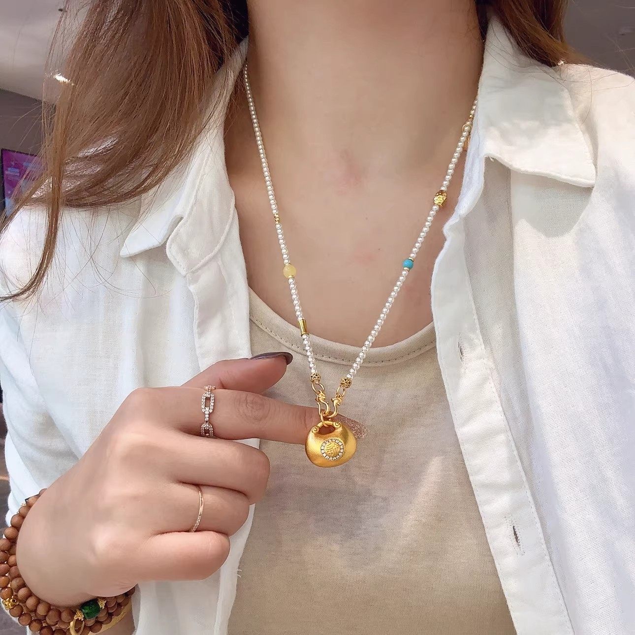 Multi Pearl Fat Fu Muse Chain