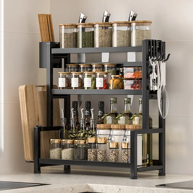 New Design Multifunctional Stainless Steel Kitchen Organizer Storage Holder Supplies Spice Knife Storage Rack