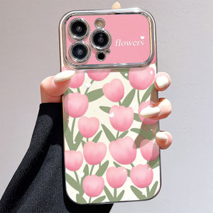 15PRO เมฆทิวลิปแบบนิ่มรวมทุกอย่างสำหรับสร้อยข้อมือ iPhone 12เคสป้องกันชุบด้วยไฟฟ้าหน้าต่างขนาดใหญ่ทนทาน TPU - Product Image 6