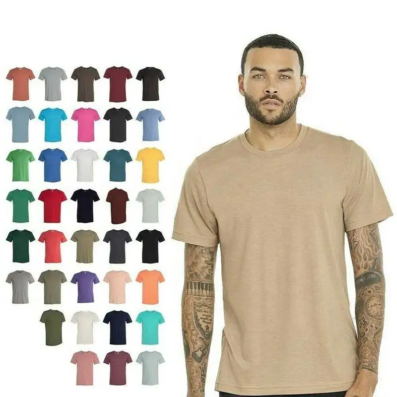 Мужские Оптовые высококачественные рекламные подарочные футболки Простой 60 хлопок 40 полиэстер пустые футболки с круглым вырезом под заказ