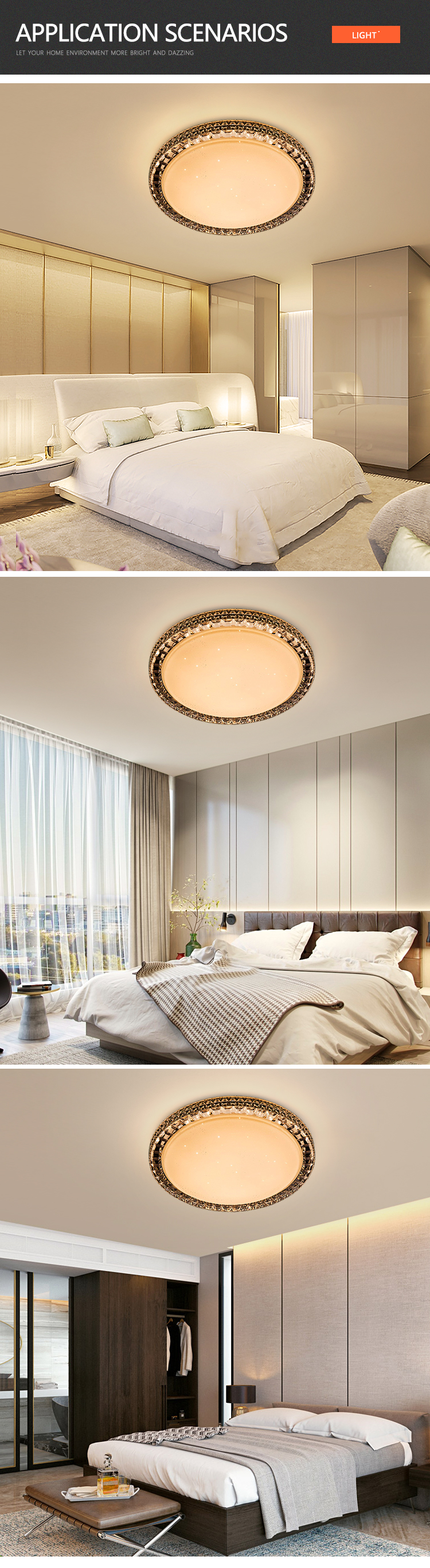 Long Term Use Acrylic Plastic Shade 6W 12W 24W 36W 60W Decorative LED Ceiling Light