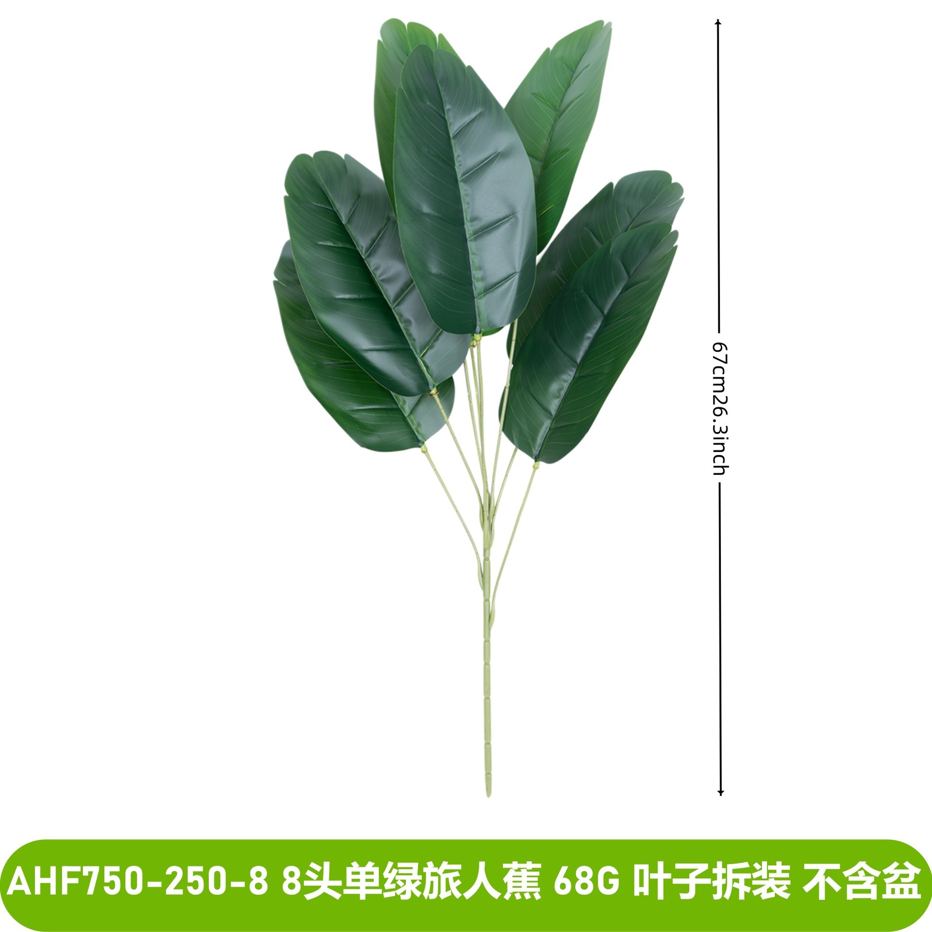 Palmier de voyageur vert simple à 8 têtes - AHF750-250-8