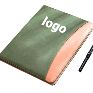Logo personalizzato con cerniera per ordine all'ingrosso Logo personalizzato A4 Clip di vendita cartella aziendale in pelle integrata con calcolatrice e scheda di archivio - Product Image 1