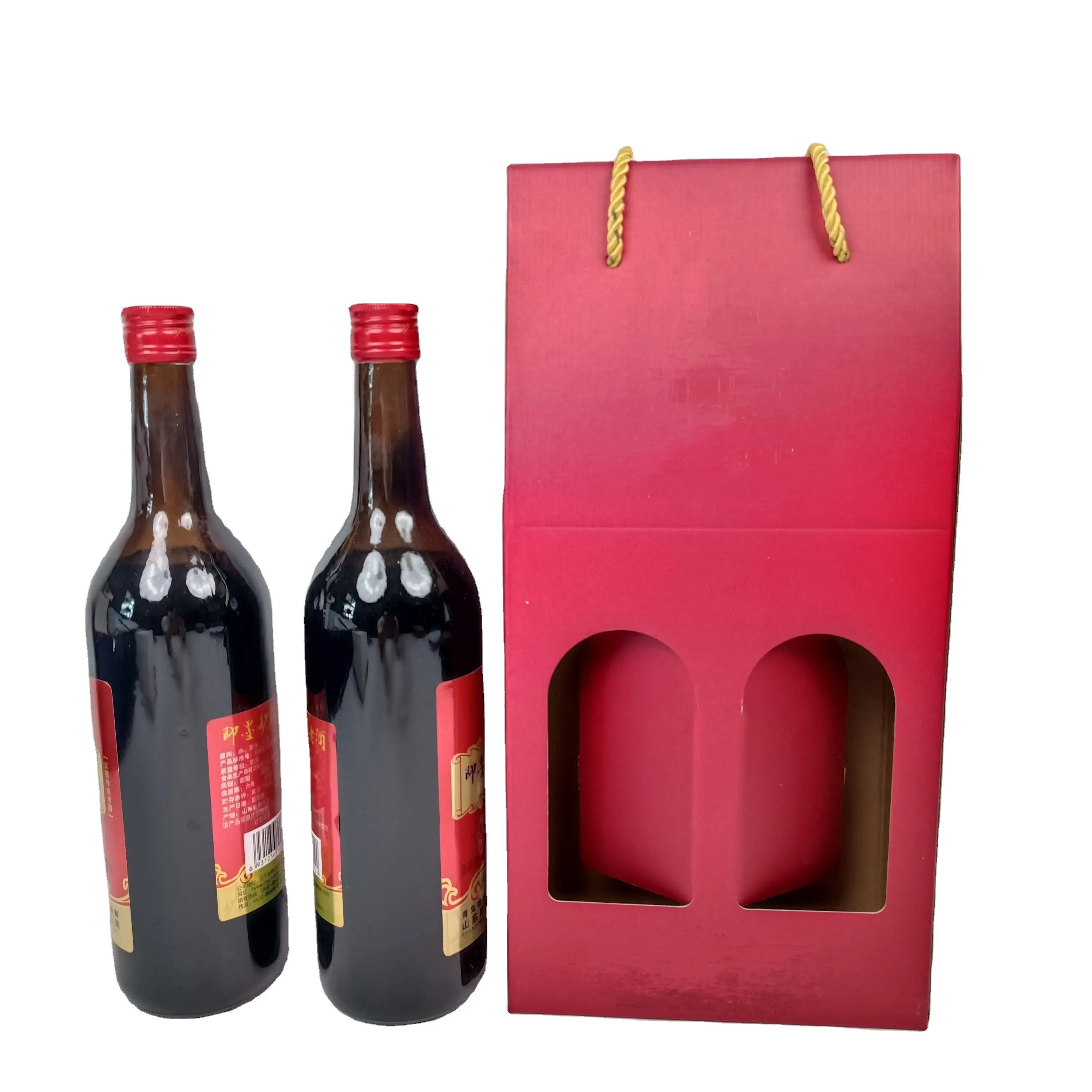Scatola di cartone per la consegna dell'imballaggio della bottiglia di vino della scatola del regalo del vino rosso di lusso Premium personalizzato con finestra
