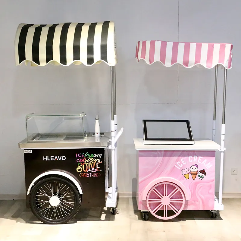Venda por atacado de superfície geladeira picolé sorvete exibição máquina de exibição lanche gelo carrinho