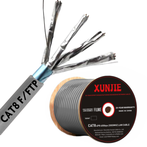 Cable Ethernet de cobre puro Cat8 personalizado de fábrica 305m 1000ft 23AWG 0,64 MM FTP LSZH PVC SFTP tipo para Internet y red Lan - Product Image 1