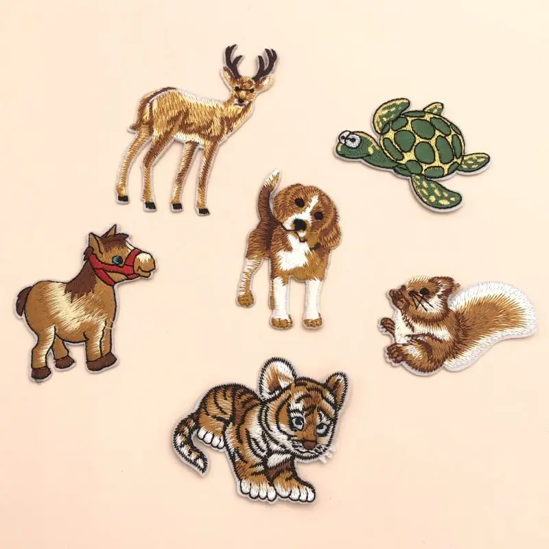 Huiran — patch brodé animal mignon, pour animaux, cheval, cerf, écureuil, tigre, tortue, chien, fer sur vêtements