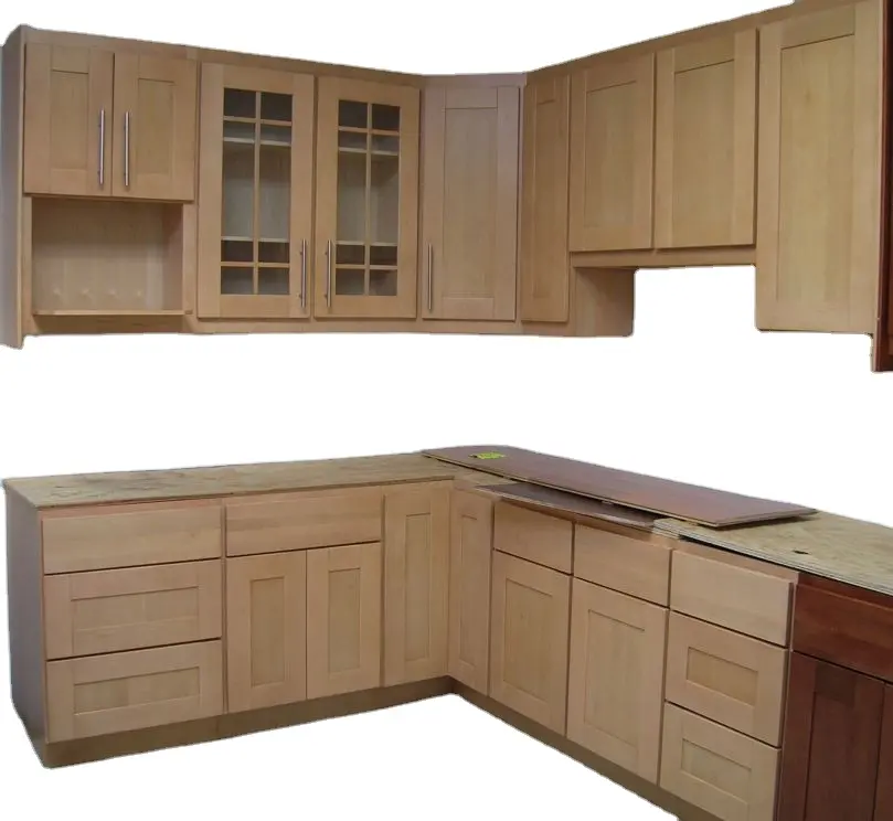 Material de construcción RTA armarios de cocina de madera maciza, vitrina a la venta, hecho en china, armario de cocina, combinaciones de colores