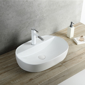 现代艺术陶瓷容器水槽椭圆形设计，用于浴室用柜台洗手盆 - Product Image 4