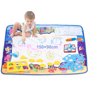 Zhorya matras gambar air pendidikan dini anak-anak tikar lukisan coretan 150*90 alas lukisan ajaib tikar corat-coret ajaib Aqua - Product Image 1