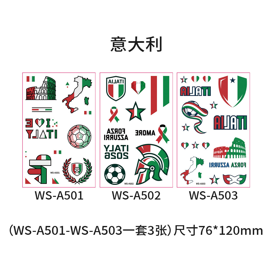 Bandera italiana ws-a501-503-3 piezas/juego