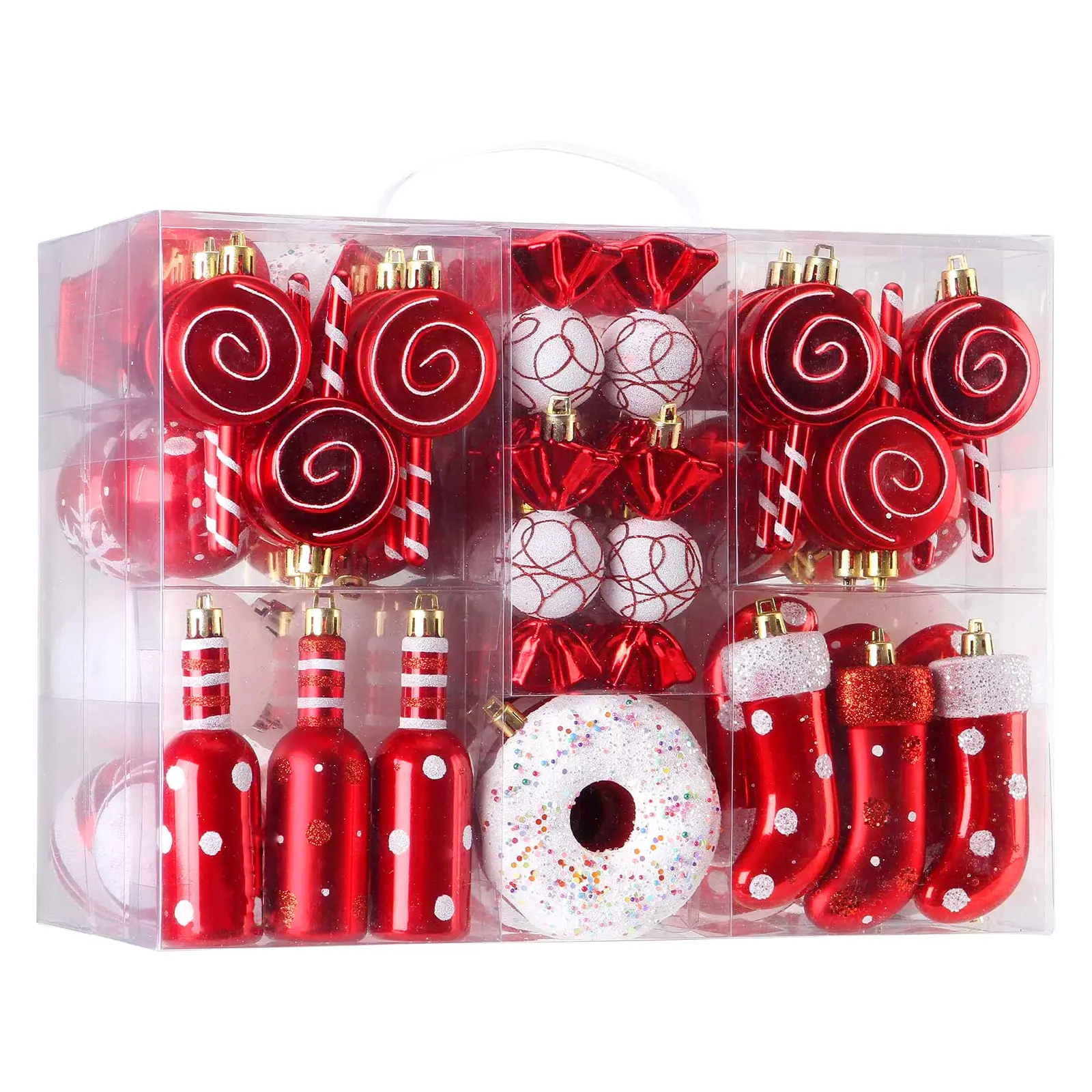 Natal Decoração Produtos Suprimentos Candy Bar Bolo Shaped plástico bola pendurado decoração Painted Christmas ball gift box