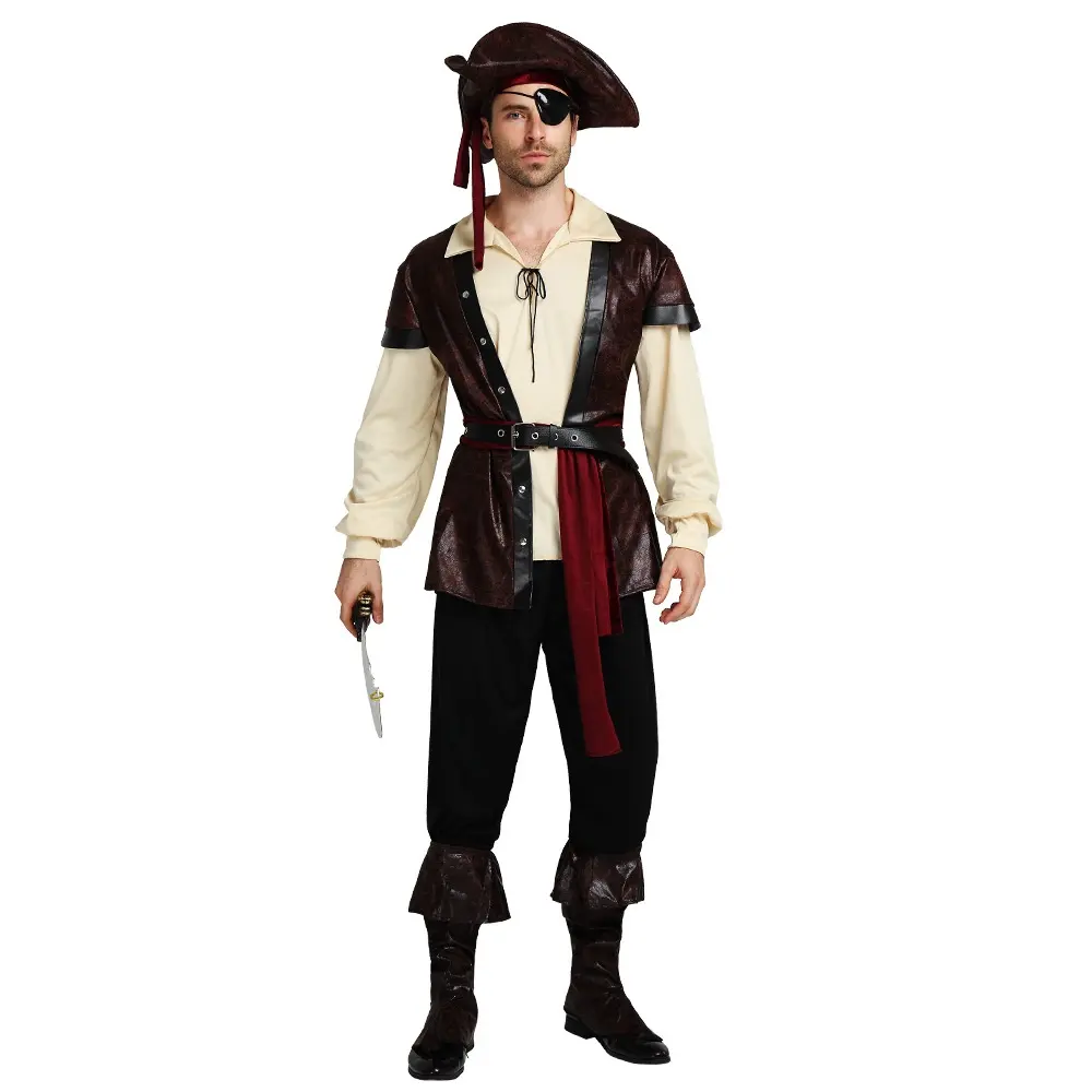 New Arrival High Quality Pirate Costume Captain Hook Adult Male Cosplay Costume For Halloween Carnival