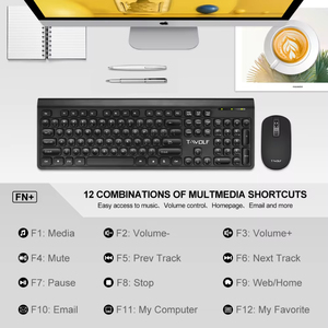 Venta caliente Mini ratón inalámbrico teclado Combo Set para Laptop Office 2,4 GHz 3 teclas Anti-Ghosting precio barato - Product Image 3