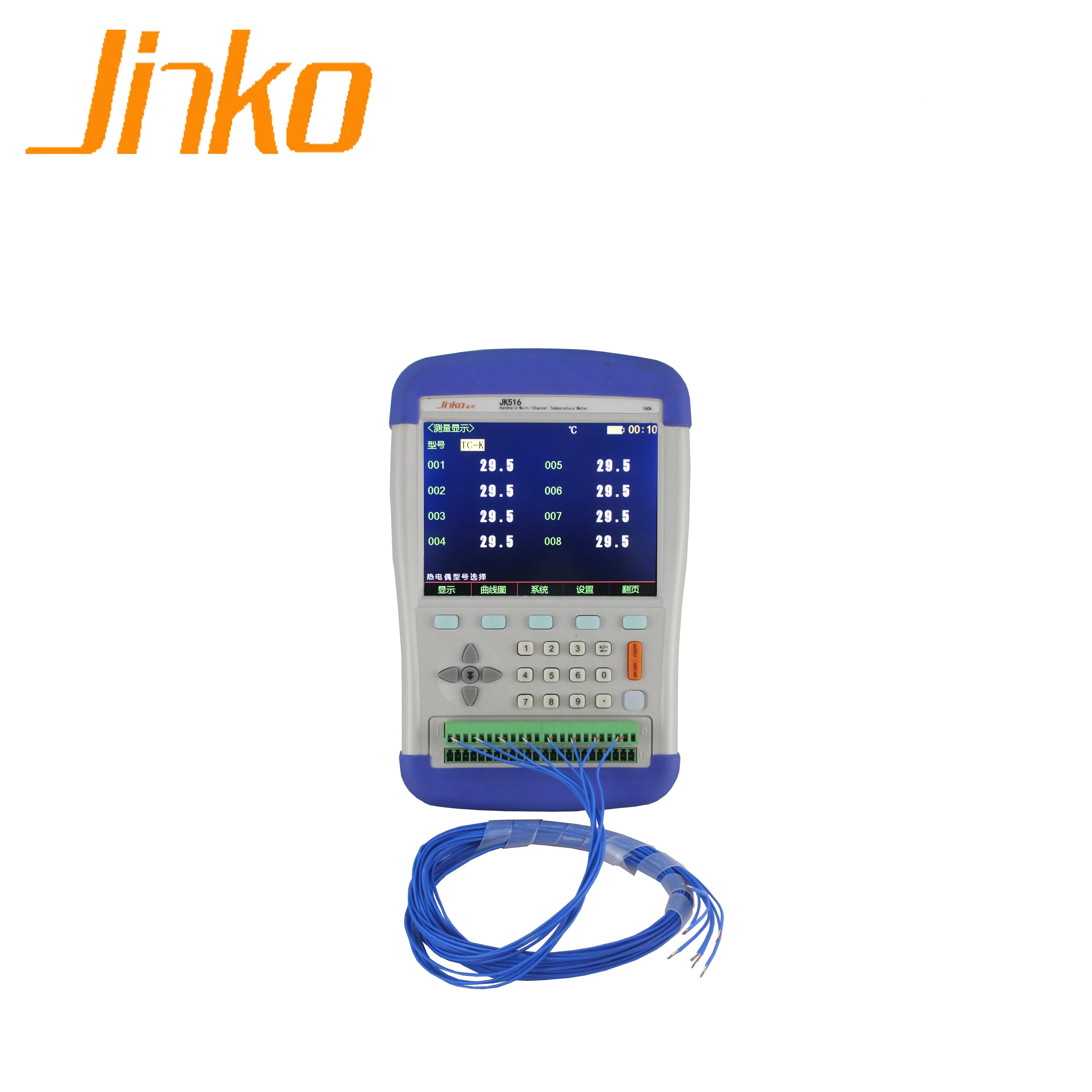 Jinko JK516 멀티 채널 열전쌍 온도 데이터 로거 휴대용 멀티 채널 온도 측정기