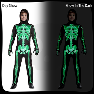 ชุดวันซี่โครงกระดูกเรืองแสงในที่มืดสำหรับเด็กผู้ชายชุดคอสเพลย์ฮาโลวีนพร้อมหน้ากากและถุงมือสำหรับเด็กกลุ่มอายุรวมกระโปรง - Product Image 4