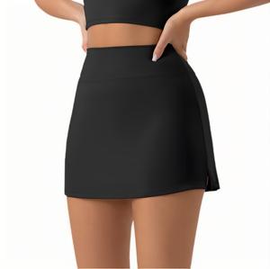 欧美女子二合一瑜伽服套装透气运动服短裙短裤加厚斜线文胸高尔夫网球羽毛球代工