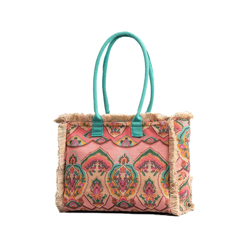 Grandi borse estive in tela Boho con frange tribali Boho africane di design per le donne 2023 borsa da spiaggia da donna