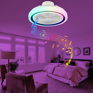 Ventilador de techo Led inteligente con motor de CC regulable de Color RGB con control de aplicación de música para dormitorio interior con altavoz de diente azul - Product Image 2