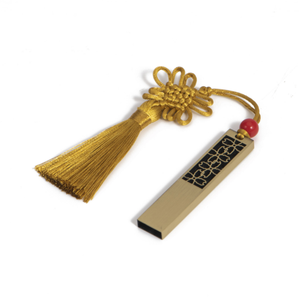 复古中式黄铜u盘简单金属设计，带窗花图案 - Product Image 3