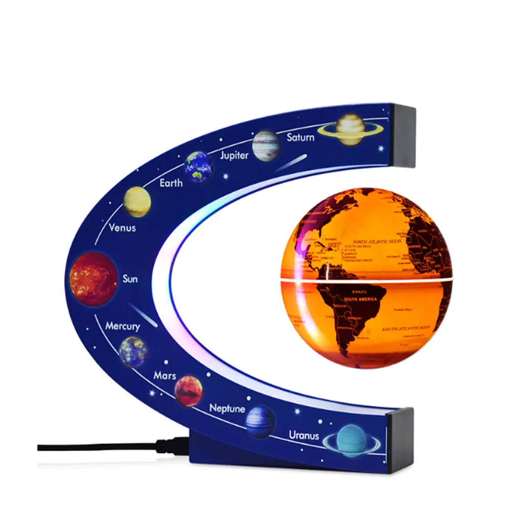 Globe terrestre flottant magnétique en forme de C Globe terrestre éducatif Géographie