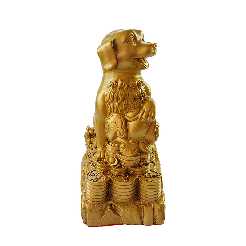 Prix de gros statue vintage en cuivre produits maison fengshui décor à la maison métal laiton doré zodiaque chien ornements sculpture en laiton