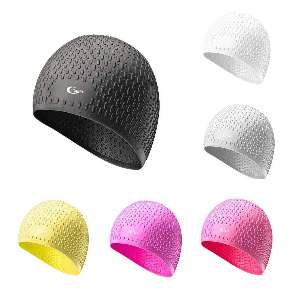 YONSUB-gorro de natación de silicona impermeable, gorro de natación con orejas, pelo largo, para piscina, talla libre, para hombres y mujeres y adultos