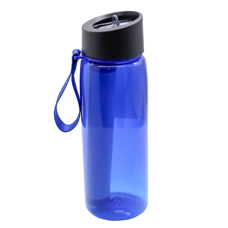Botella de agua de pajita portátil con filtro alcalino para viaje al aire libre, botella de agua con pajita reemplazable, nueva