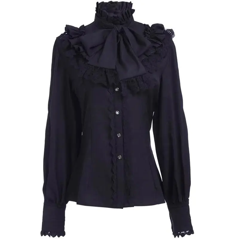 Camisa de pirata renacentista victoriana para mujer Tops de vampiro gótico medieval