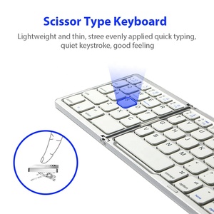 Teclado plegable B033 Bluetooth Mini teclado inalámbrico recargable teclado de 3 pliegues con panel táctil para tableta/PAD/teléfono móvil - Product Image 3