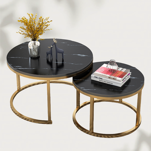 Modern Marble Coffee <strong>Table</strong> Golden Metal Frame Durable <strong>MDF</strong> Wood Leisure Center <strong>Set</strong> for Living Room Portable Combination Features - Product Image 4
