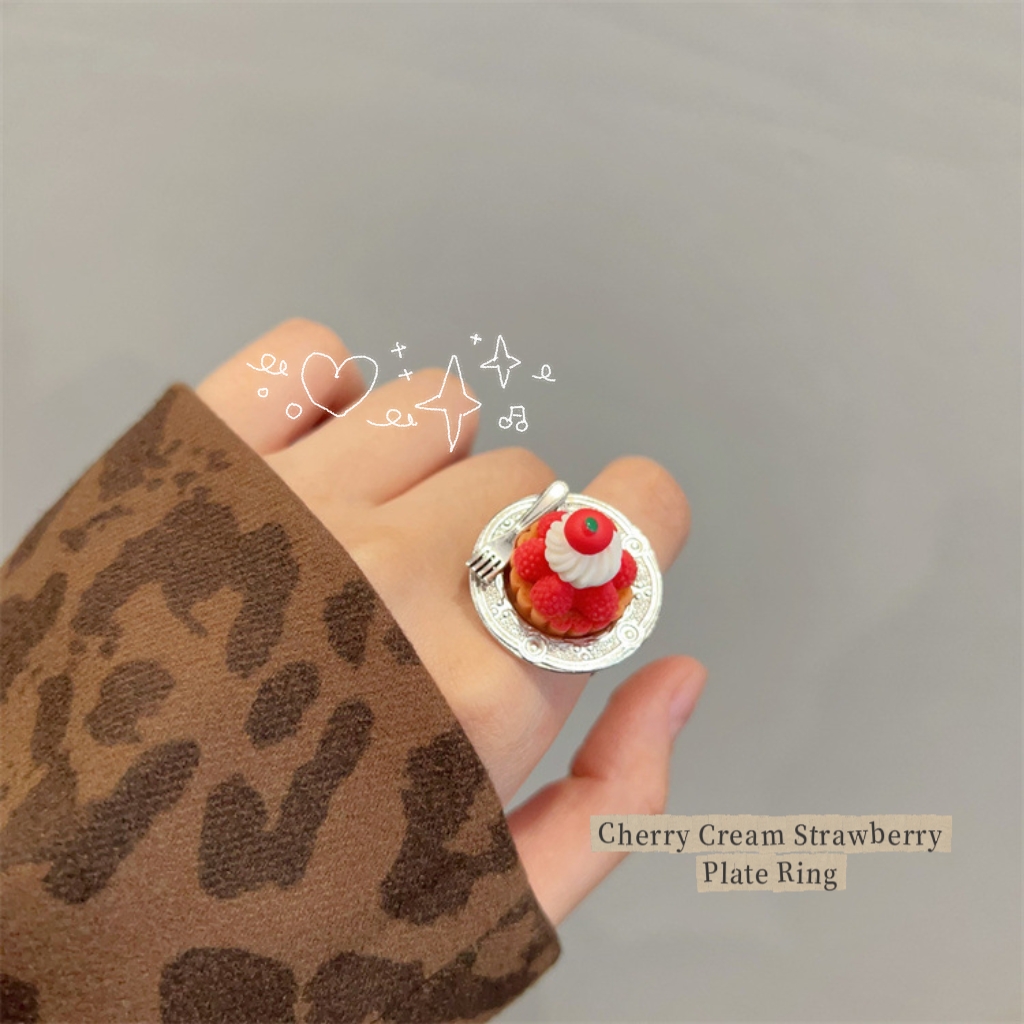 Cherry Cream Strawberry Plate Ring