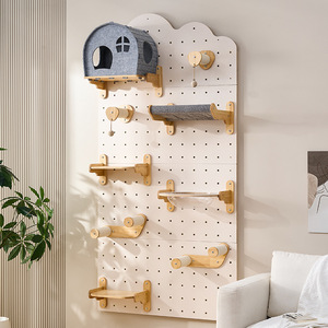 Pastoral Umwelt freundliche 5-stufige <span class=keywords><strong>Cat</strong></span> Wall Jumping Platform Kletter rahmen Wand-Sprungbrett Massivholz Peg board <span class=keywords><strong>Tree</strong></span> - Product Image 2