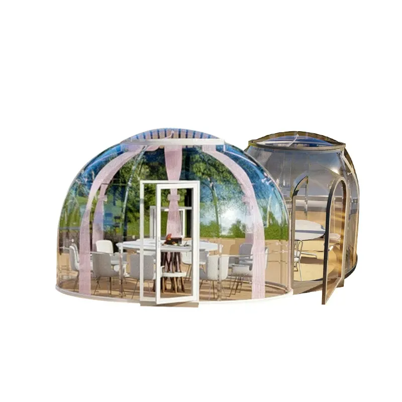 Venta caliente nuevo diseño al aire libre transparente claro inflable modular globo de nieve burbuja cúpula tienda casa