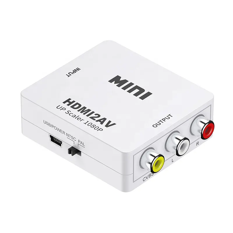 White Hdmi to AV 3RCA CVBS Composite adapter Hdmi to Video Audio Converter Adapter 1080P PAL/NTSC Hdmi to RCA for HDTV, DVD