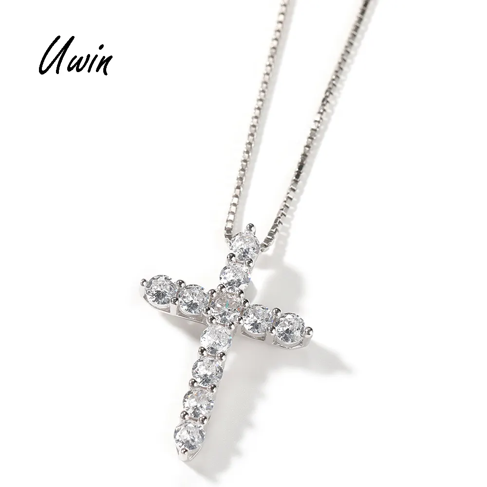 Fashion Jewelry Simple Cross Pendant 925 Sterling Silver Pendant With Thin Box Chain Hiphop Necklace For Women Man