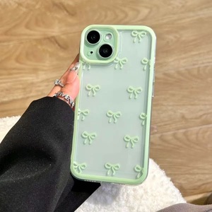 新しいスタイルの小さな新鮮なフルスクリーン弓透明リフレッシュケースiPhone 16 15 11 12 13 14 Pro Max Plusかわいい保護 - Product Image 6