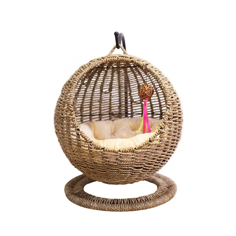 Semi chiuso circolare Rattan estate gatto amaca nido cestino letto accessori casa letti per animali domestici per cani animali domestici prodotti