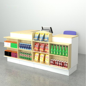 Customized Supermarket Checkout <strong>Counter</strong> Cashier <strong>Table</strong> Desk <strong>With</strong> <strong>Display</strong> Stand - Product Image 1