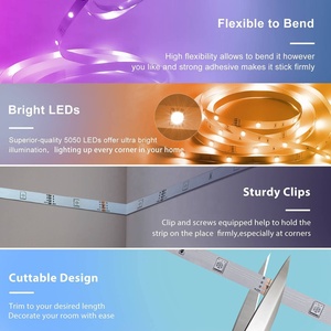 LED şerit ışık RGB 5050 5m 300 uzaktan 44K kontrol ve güç adaptörü ile su geçirmez led - Product Image 6