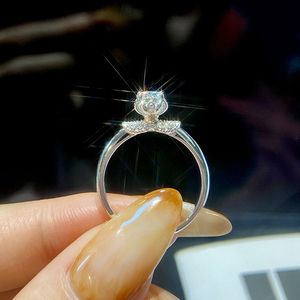 Wholesale 925 Sterling <strong>Silver</strong> Gra Certified VVS <strong>D</strong> Color Diamond Moissanite with 5A Zircon Ring Engagement Fine Jewelry for Women