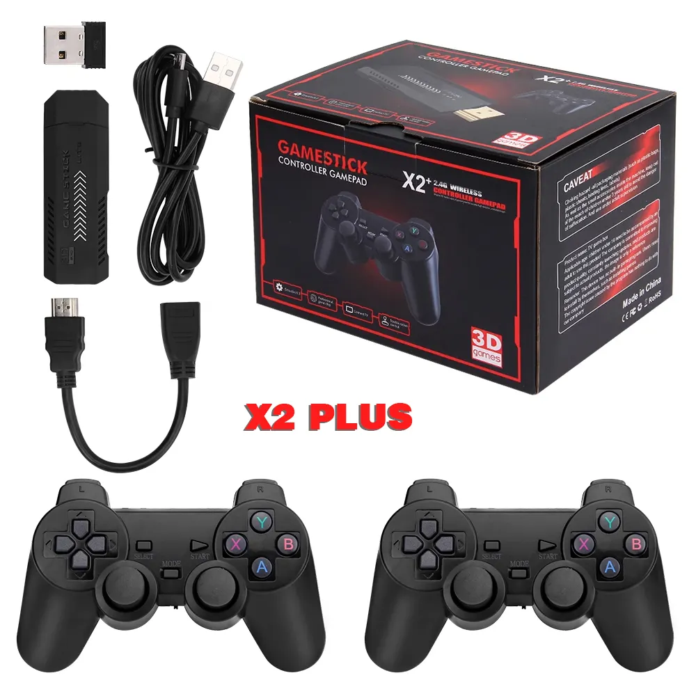 Console di gioco portatile X2 Plus Quadcore HD 10000 Video + TV retrò gioco Stick con Controller di gioco senza fili