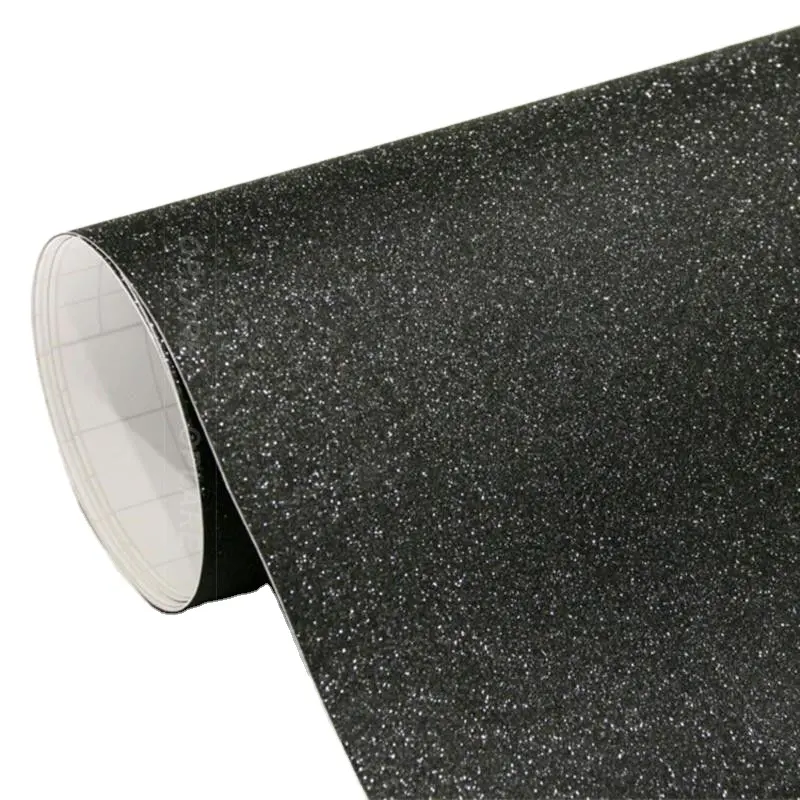 Anolly Auto Decoration Wraps Black Frosted Flashing Film Car Stickers 1.52 × 30 M Vehicle Body Glittery Vinyl