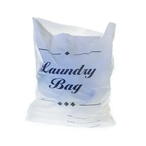 Bolsa de lavandería desechable para hotel, bolsa de lavado de ropa sucia portátil de nailon, barata y plegable, color blanco