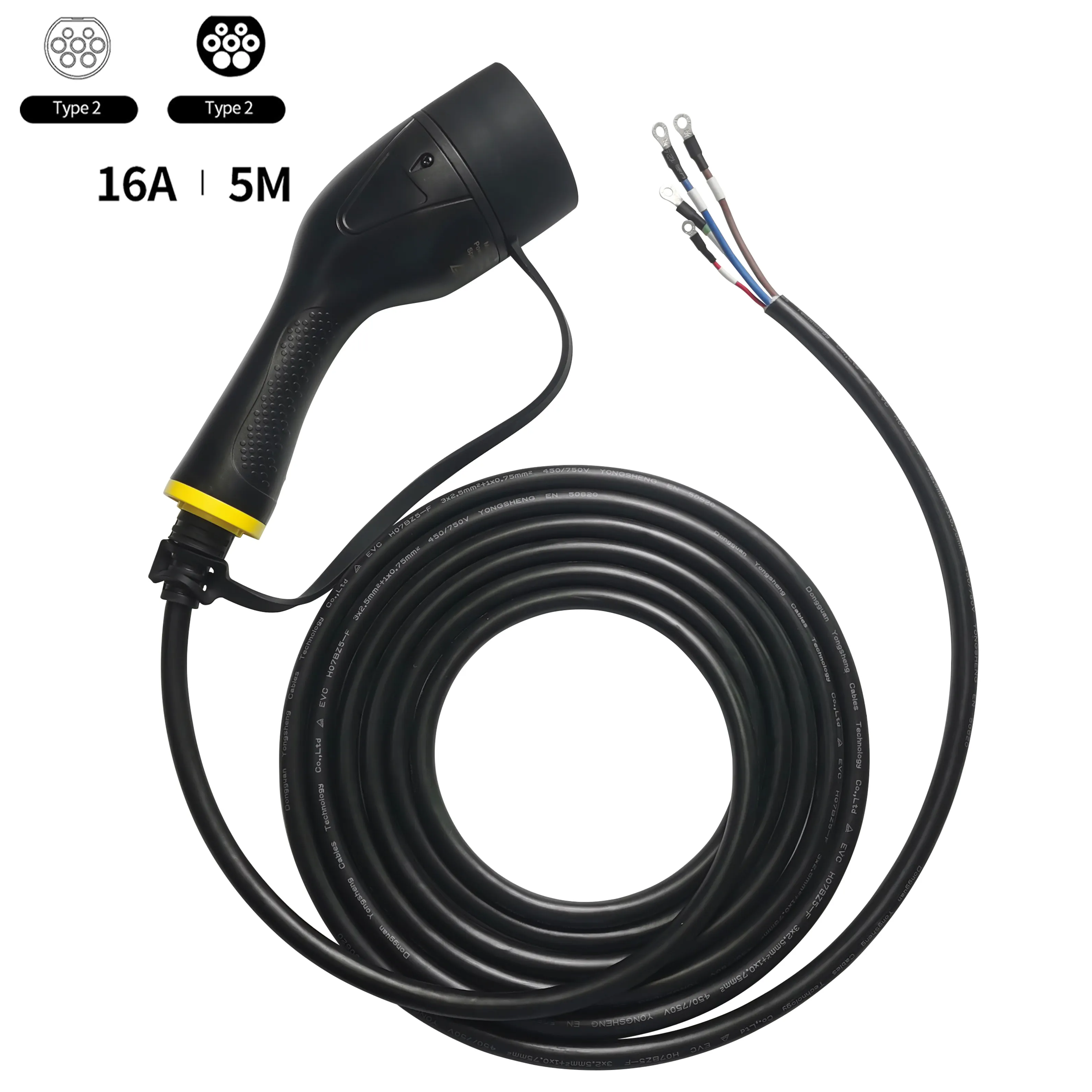 Cabo de carregamento para carregador de carro elétrico IEC 62196-2 Type2 16A modo 3 EV