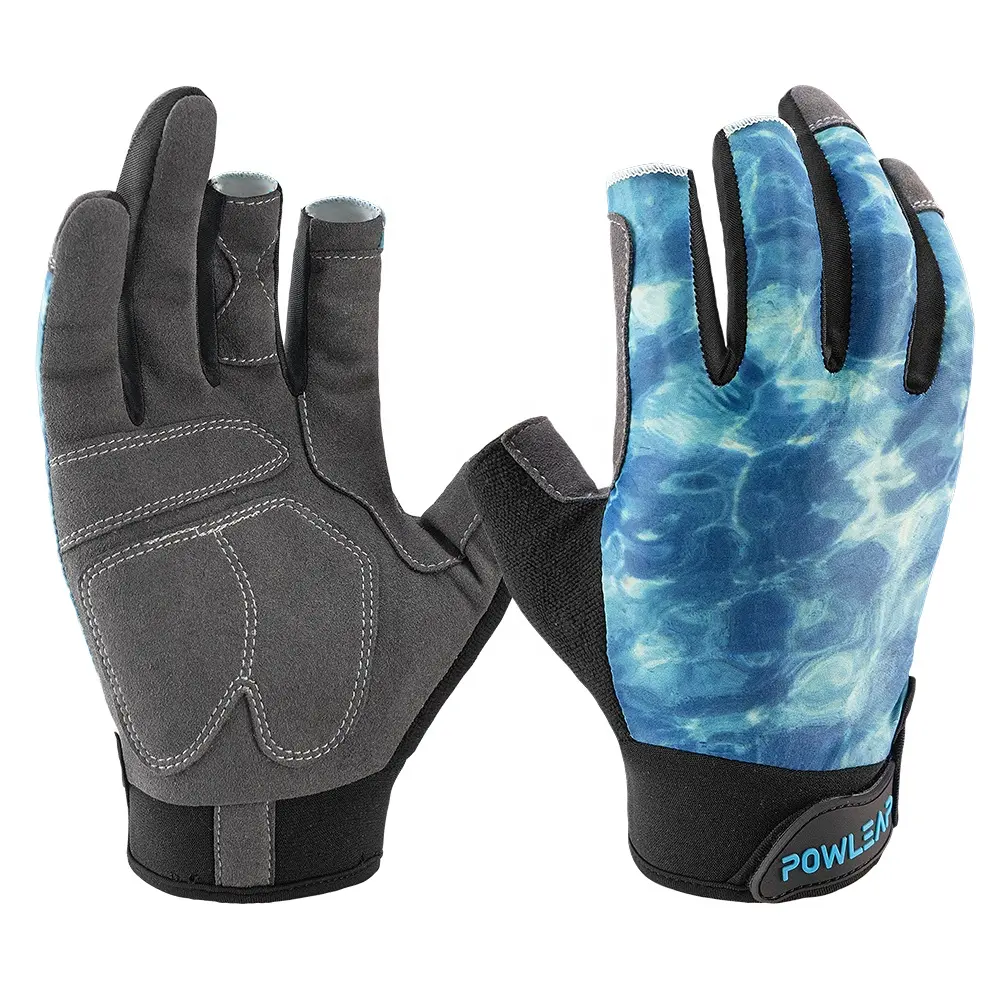 En stock gants de pêche en néoprène avec manchette élastique protection UV respirant Spandex soleil LED Source de lumière rivière lac ruisseau utilisation