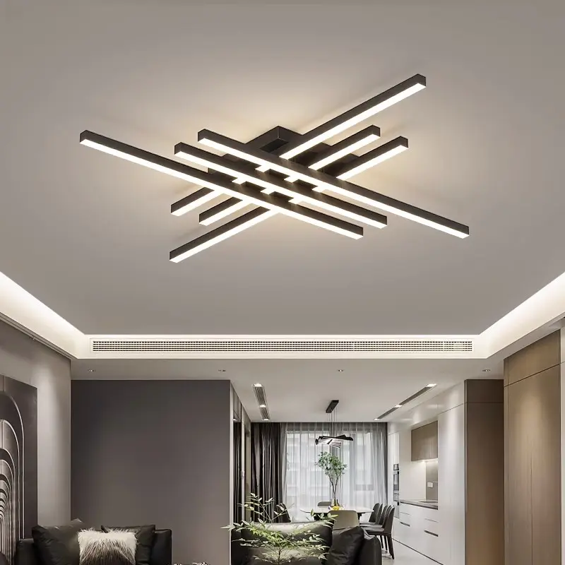 현대 LED 천장 조명기구 블랙 디 밍이 가능한 샹들리에 플러시 마운트 기하학적 LED 천장 램프