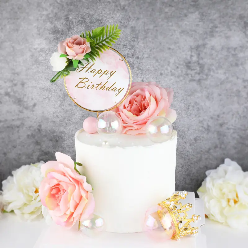 Decorazioni per torte decorate brillanti fiori da Dessert in ferro e arte blocco oro Mr e Mrs celebrazione torta Topper matrimonio