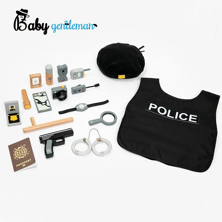 Kids Politie Kostuum Deluxe Officer Cop Set Met Houten Gereedschap Z10442D